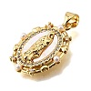 Brass Micro Pave Cubic Zirconia ABS Imitation Pearl Pendants KK-D328-02G-B-2