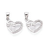 925 Sterling Silver Micro Pave Clear Cubic Zirconia Heart with Dragonfly Charms with 925 Stamp STER-T008-83P-1
