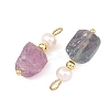 Raw Rough Natural Fluorite and Pearl Pendants PALLOY-JF06010-2
