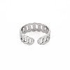 304 Stainless Steel Curb Chain Open Cuff Ring for Women RJEW-S405-195P-2