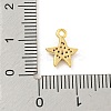 Starfish Rack Plating Brass Micro Pave Clear Cubic Zirconia Charms KK-P277-12G-3