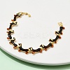 Brass Enamel Link Bracelets for Women BJEW-B149-03G-3