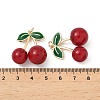 Alloy Green Enamel & Resin Cherry Pendants PALLOY-S055-01G-B-3