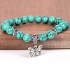 8MM Round Dyed Synthetic Turquoise Beaded Stretch Bracelets with Alloy Butterfly Charms FQ7211-14-1