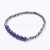Faceted Non-Magnetic Synthetic Hematite Beads Stretch Bracelets BJEW-JB03265-2