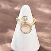 Rotatable Brass Micro Pave Cubic Zirconia Open Rings for Women RJEW-K305-01G-1