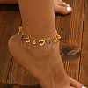 Elegant Brass Hollow Heart & Plastic Blue Faceted Cone Pendant Anklets for Women Vacation and Daily Wear DO5106-1