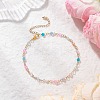 304 Stainless Steel & Natural Agate(Dyed & Heated) Faceted Round Link Chain Anklets AJEW-AN00747-01-1