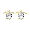 Brass Micro Pave Clear Cubic Zirconia Stud Earrings EJEW-H157-03G-01-4