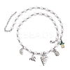 Brass Micro Pave Clear Cubic Zirconia Beaded Necklaces NJEW-Z059-05P-2