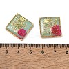 Plating Brass & Transparent Epoxy Resin & Dried Flower Pendants RE-CBAA153-05B-3