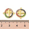 Real 18K Gold Plated Brass Micro Pave Colorful Cubic Zirconia Connector Charms KK-L209-057G-02-3