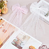 GOMAKERER 2Pcs 2 Colors Bowknot Long Mesh Tulle Bridal Veils with Hair Barrettes & Imitation Pearl OHAR-GO0001-10-7