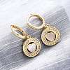 Heart with Flat Round Brass Micro Pave Clear Cubic Zirconia Hoop Earrings KK-D363-11A-G-4