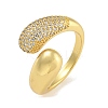 Brass Micro Pave Cubic Zirconia Cuff Rings for Women RJEW-P127-11G-1