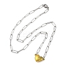 304 Stainless Steel Double-Sided Magnetic Heart Pendant Paperclip Chain Necklaces NJEW-U028-02G-4