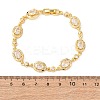Oval Brass Micro Pave Cubic Zirconia Link Chain Bracelets for Women BJEW-D387-04G-07-5