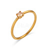 Flat Round 304 Stainless Steel Micro Pave Cubic Zirconia Finger Rings FS-WG2DA17-54-1