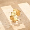 Flower 304 Stainless Stee Open Cuff Rings for Women RJEW-Q006-03D-G-1