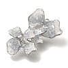 Brass Clear Cubic Zirconia & Glass Flower Connector Charms KK-K388-63P-2