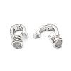 Rack Plating Brass Micro Pave Clear Cubic Zirconia Fold Over Clasps KK-E080-02P-4