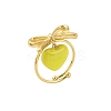 Bowknot 304 Stainless Steel Open Cuff Ring RJEW-Z037-02G-03-2