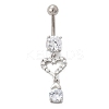 Alloy Crystal Rhinestone Dangle Curved Barbell Belly Rings LS-AJEW-R007-04P-01-4