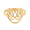 Ion Plating(IP) 304 Stainless Steel Hollow Lotus Adjustable Ring for Women RJEW-M149-30G-1