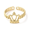 304 Stainless Steel Hollow Crown Open Cuff Ring for Women RJEW-I098-21G-2