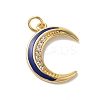 Moon Rack Plating Brass Micro Pave Cubic Zirconia Enamel Pendants KK-G504-06G-06-1