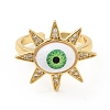 Cubic Zirconia Sun with Evil Eye Open Cuff Ring with Acrylic RJEW-B042-09G-04-2