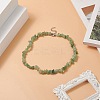 Natural Green Aventurine Chip Beaded Necklaces with 304 Stainless Steel Lobster Claw Clasp & Chain Extender NJEW-JN04225-04-6