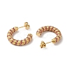 Real 18K Gold Plated 304 Stainless Steel with Glass Ring Stud Earrings EJEW-Z026-18G-02-2