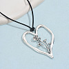 Birth Flower Heart Zinc Alloy Pendant Black Faux Suede Cord Necklaces for Women FS-WGA5BEC-09-1