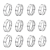 16Pcs 4 Size 201 Stainless Steel Grooved Finger Ring Settings STAS-UN0051-70-1