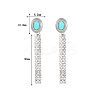 Fashionable Stainless Steel Earrings with Turquoise Inlay and Zircon Chain UI6836-1