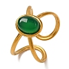 Oval Natural Dyed & Heated Green Onyx Agate Finger Rings RJEW-Q822-22G-01-1