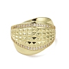 Brass Micro Pave Cubic Zirconia Open Cuff Ring RJEW-K256-50G-2
