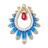 Handmade Glass Seeds Teardrop Pendants PALLOY-MZ00390-02-1