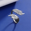 Non-Tarnish 304 Stainless Steel Double Wing Open Cuff Ring RJEW-F149-01P-5