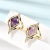 Brass Micro Pave Cubic Zirconia Cuff Rings for Women GG-CBA7610-11G-04-1