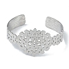 Non-Tarnish 304 Stainless Steel Oval Leaf Open Cuff Bangles for Women BJEW-U002-09P-2
