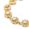 Rack Plating Brass Pave Clear Cubic Zirconia Flower Link Chain Bracelets for Women BJEW-R317-15G-2