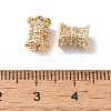 Brass Micro Pave Clear Cubic Zirconia Beads KK-G503-21G-2