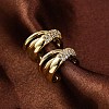 Rack Plating Brass Micro Pave Clear Cubic Zirconia Cuff Earrings EJEW-H147-02G-2