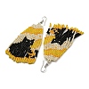 Boho Seed Bead Halloween Black Cat Tassel Earrings EJEW-Q380-05-2