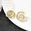 Vortex Spiral Brass Micro Pave Clear Cubic Zirconia Stud Earrings EJEW-L305-05G-02-3