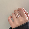 Hollow Out Heart 925 Sterling Silver Cuff Rings WG3081F-01-2