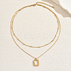 French Stainless Steel Irregular Square Pendant Double-layer Necklaces for Women AH9008-1