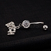 Platinum Plated Piercing Jewelry Brass Cubic Zirconia Navel Ring Navel Ring Belly Rings AJEW-EE0001-07-2